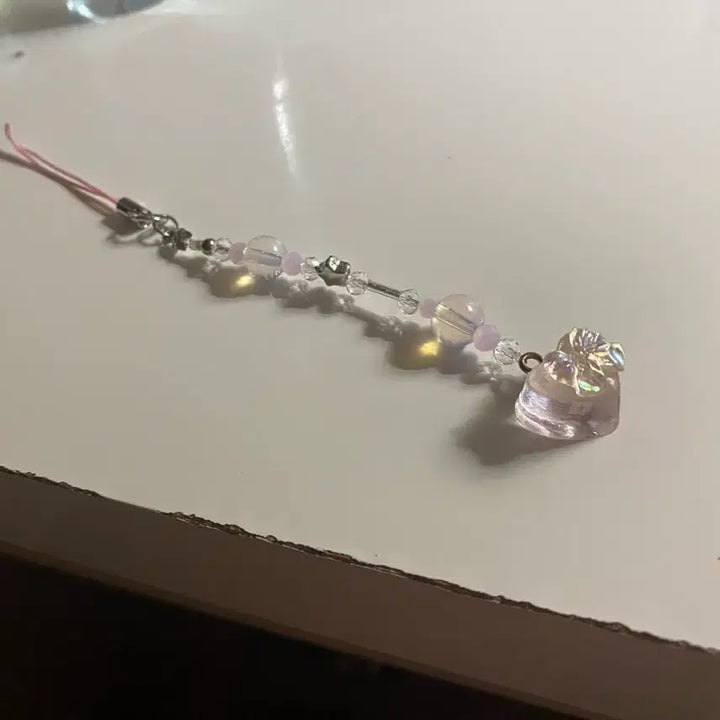 [BUNJANG] Heart Bead Phone Strap Keychain / 하트 비즈 폰 스트랩 키링