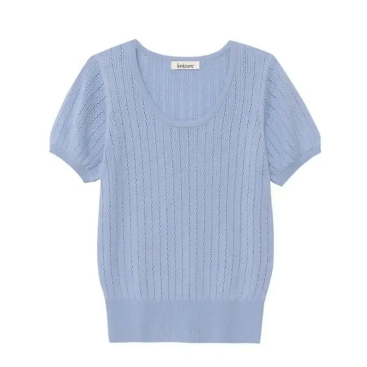 [BUNJANG] Nijur Silk Blend Crop Knit Top / 니주르 실크 블렌드 라운드 크롭 반팔 니트 탑 미착용 새상품