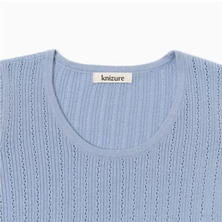 [BUNJANG] Nijur Silk Blend Crop Knit Top / 니주르 실크 블렌드 라운드 크롭 반팔 니트 탑 미착용 새상품
