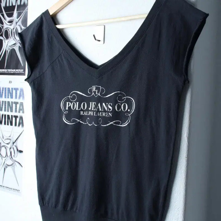 [BUNJANG] Polo Ralph Lauren Big Logo Black T-Shirt / W(M-L) 폴로 랄프로렌 반팔 티셔츠 민소매 빅로고 블랙-185F0