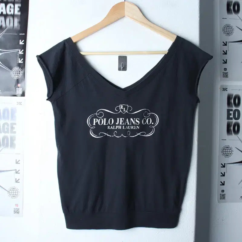 [BUNJANG] Polo Ralph Lauren Big Logo Black T-Shirt / W(M-L) 폴로 랄프로렌 반팔 티셔츠 민소매 빅로고 블랙-185F0