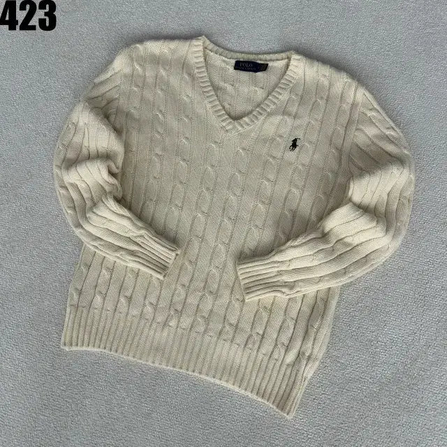 [SOLD OUT] 폴로 랄프로렌 케이블 브이넥 니트 아이보리 s