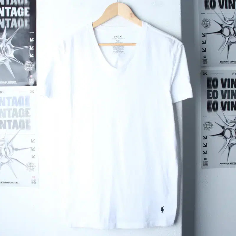[BUNJANG] Polo Ralph Lauren V-neck White T-shirt / W(M-XL) 폴로 랄프로렌 반팔 티셔츠 브이넥 화이트 무지-185F1