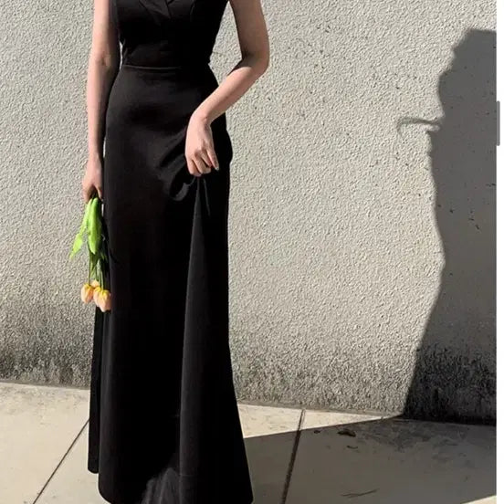 [BUNJANG] Black Off-Shoulder Wedding Dress / 블랙 오프숄더 S 웨딩촬영 셀프웨딩 2부 드레스 판매(+검은 숏 베일)