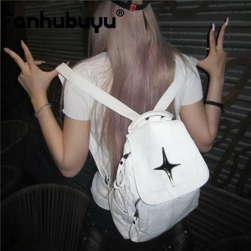 [BUNJANG] Artificial Leather Backpack / 지뢰계 스타 장식 인조가죽 백팩 가방