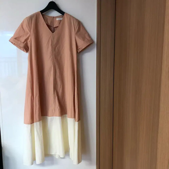 [BUNJANG] Lamelei Peach Crinkle Short Sleeve Dress / 라메레이 피치 바스락 반팔 원피스 맘룩 등원룩 임부복 휴가룩
