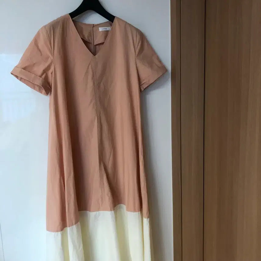 [BUNJANG] Lamelei Peach Crinkle Short Sleeve Dress / 라메레이 피치 바스락 반팔 원피스 맘룩 등원룩 임부복 휴가룩