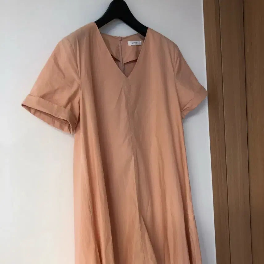 [BUNJANG] Lamelei Peach Crinkle Short Sleeve Dress / 라메레이 피치 바스락 반팔 원피스 맘룩 등원룩 임부복 휴가룩