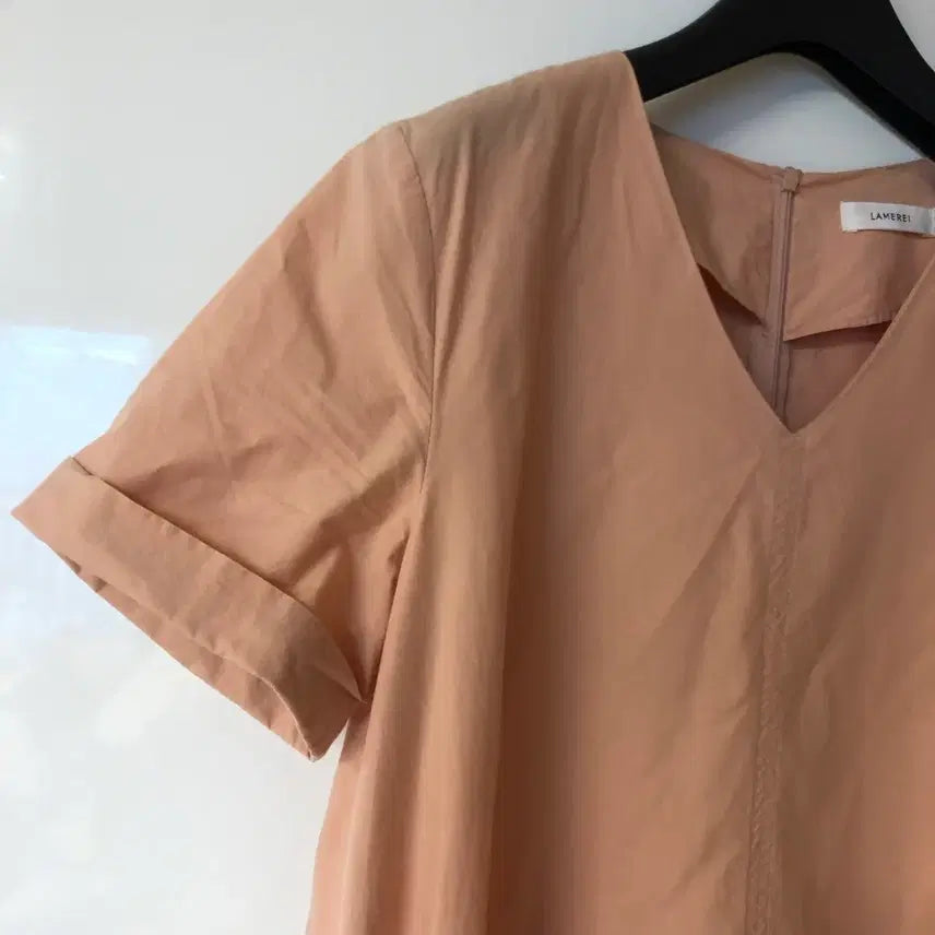 [BUNJANG] Lamelei Peach Crinkle Short Sleeve Dress / 라메레이 피치 바스락 반팔 원피스 맘룩 등원룩 임부복 휴가룩