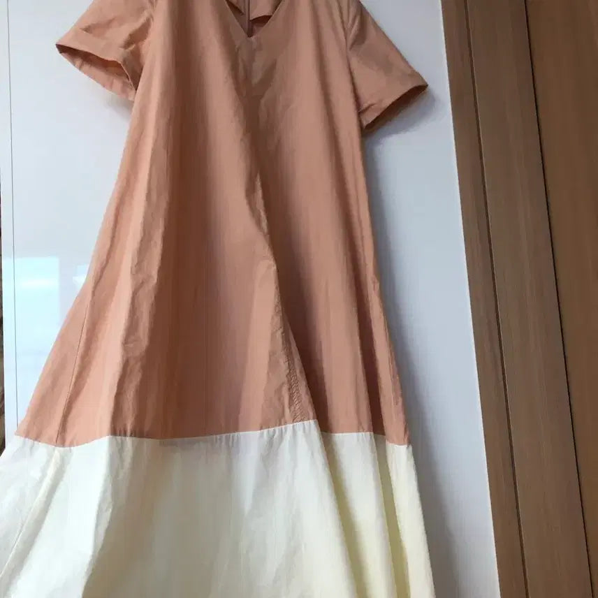 [BUNJANG] Lamelei Peach Crinkle Short Sleeve Dress / 라메레이 피치 바스락 반팔 원피스 맘룩 등원룩 임부복 휴가룩
