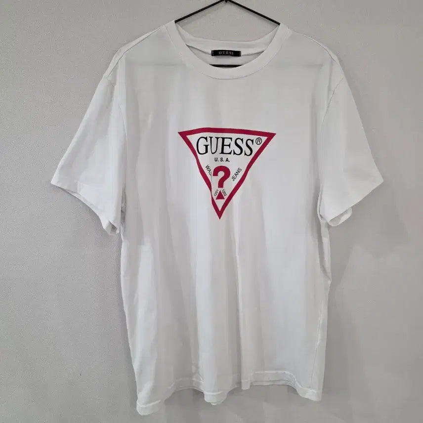 [BUNJANG] Guess Triangle Logo T-shirt White 2XL / 게스 삼각 로고 반팔 티셔츠 화이트 2XL