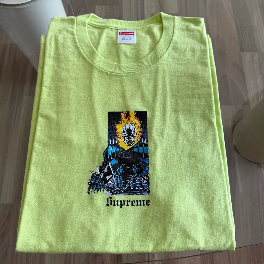 [BUNJANG] Supreme Ghost Rider Neon Green T-shirt / 슈프림 고스트 라이더 반팔티 네온 그린 L