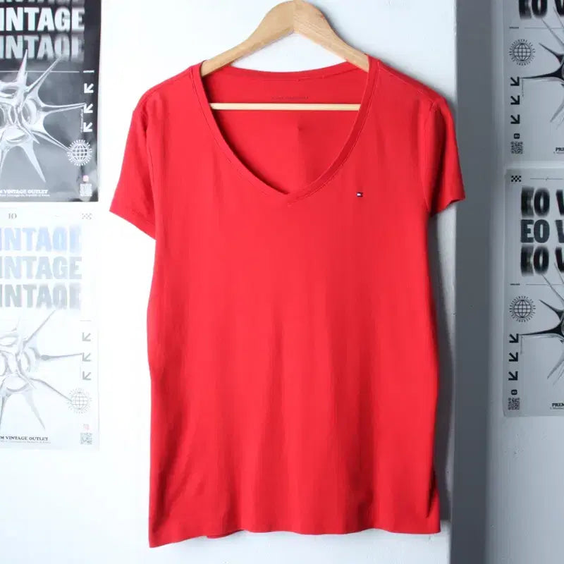 [BUNJANG] Tommy Hilfiger V-Neck T-Shirt (XL-2XL) / W(XL-2XL) 타미힐피거 반팔 티셔츠 빅사이즈 브이넥-185F5