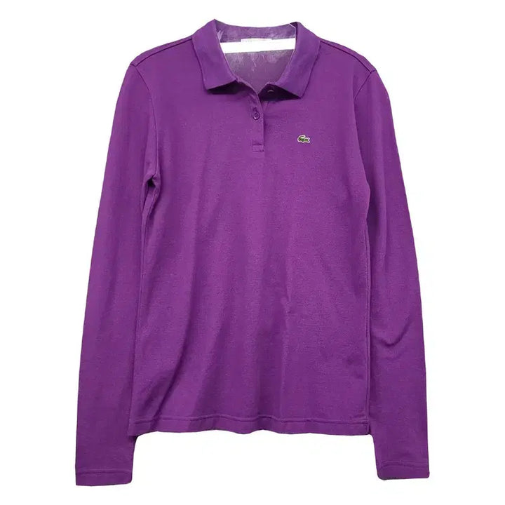 [BUNJANG] Lacoste Purple Logo Long Sleeve Polo Shirt (Size 38) / 라코스테 퍼플 로고 긴팔 카라티 38