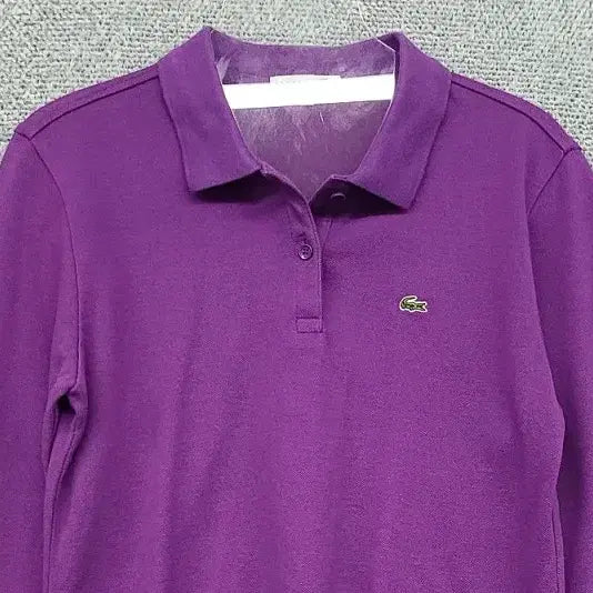 [BUNJANG] Lacoste Purple Logo Long Sleeve Polo Shirt (Size 38) / 라코스테 퍼플 로고 긴팔 카라티 38