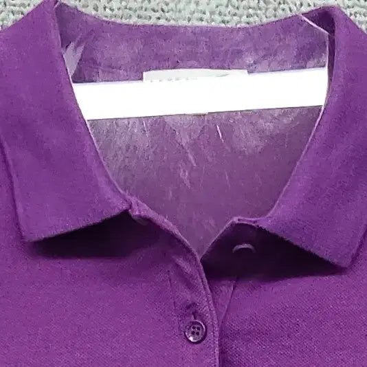 [BUNJANG] Lacoste Purple Logo Long Sleeve Polo Shirt (Size 38) / 라코스테 퍼플 로고 긴팔 카라티 38