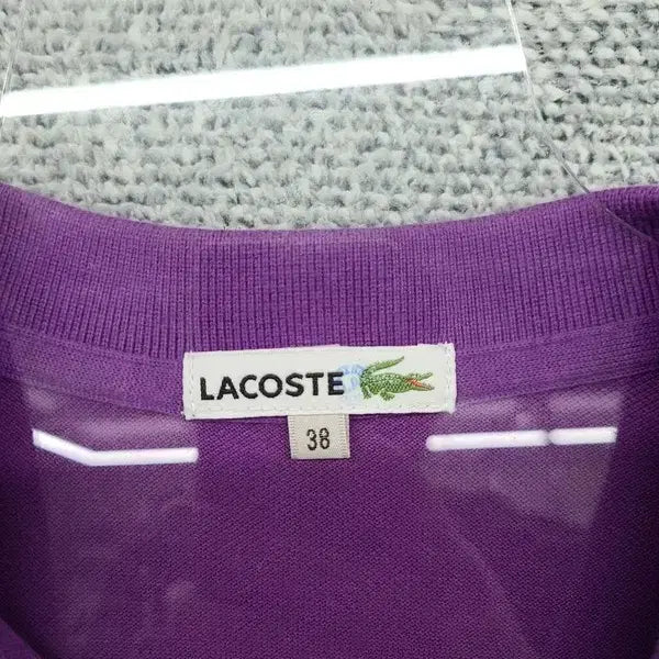 [BUNJANG] Lacoste Purple Logo Long Sleeve Polo Shirt (Size 38) / 라코스테 퍼플 로고 긴팔 카라티 38