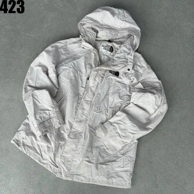 [BUNJANG] The North Face Windbreaker White Hooded Jacket L / 노스페이스 바람막이 화이트 신형 후드 자켓 L