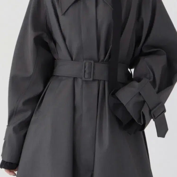 [BUNJANG] Trimming Birds Single Trench Coat Charcoal / 트리밍버드 싱글 트렌치코트 차콜