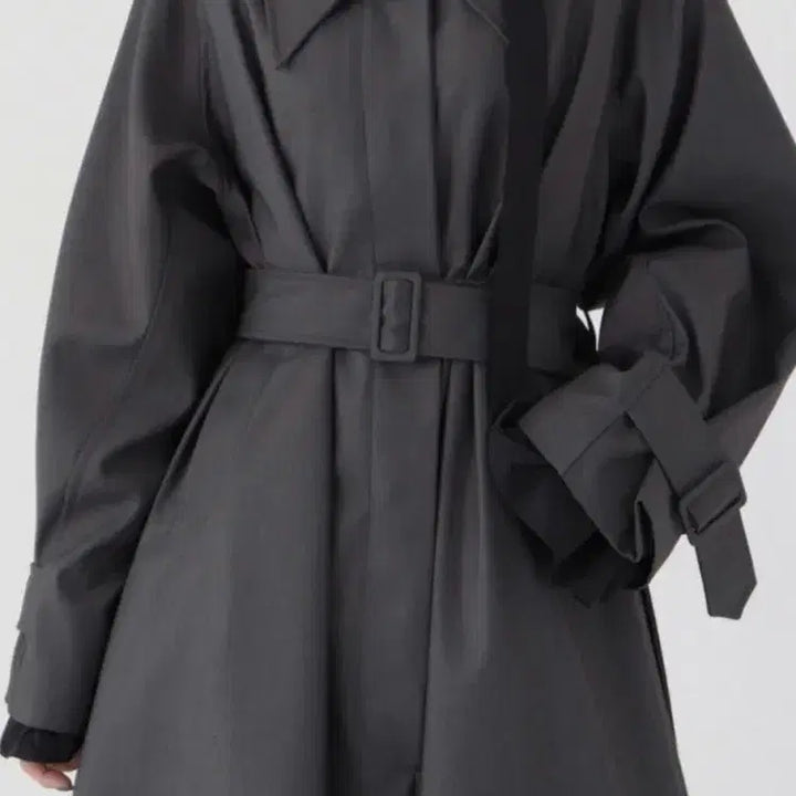 [BUNJANG] Trimming Birds Single Trench Coat Charcoal / 트리밍버드 싱글 트렌치코트 차콜