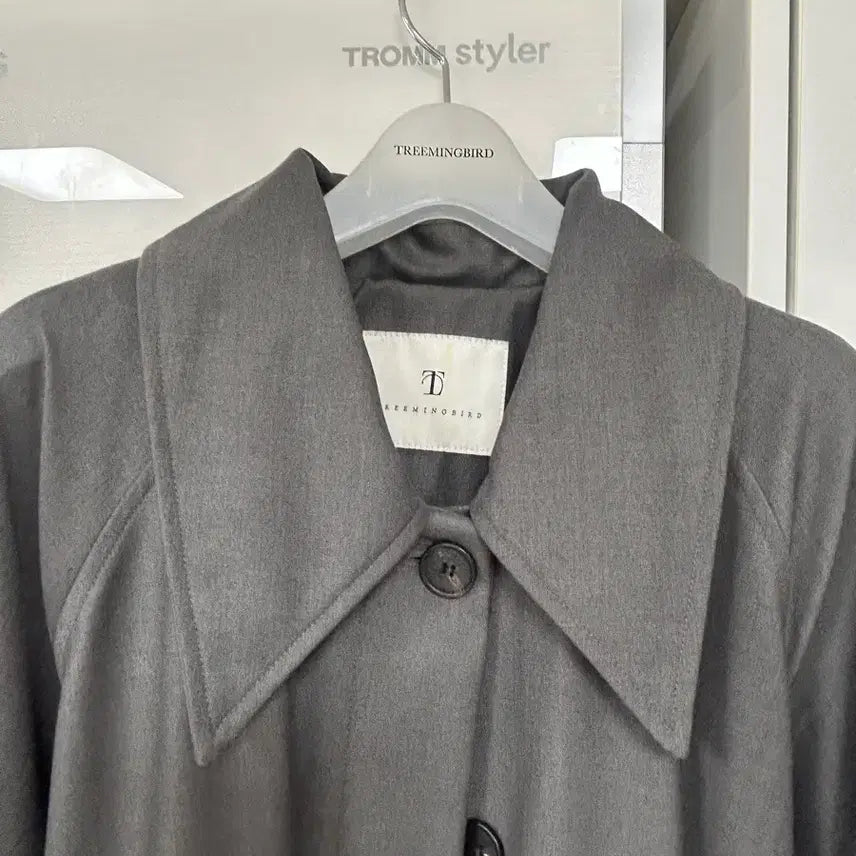 [BUNJANG] Trimming Birds Single Trench Coat Charcoal / 트리밍버드 싱글 트렌치코트 차콜
