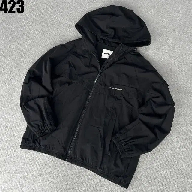 [BUNJANG] Jeep Black Hooded Windbreaker Jacket XL / Jeep 검정색 후드 바람막이 점퍼 XL