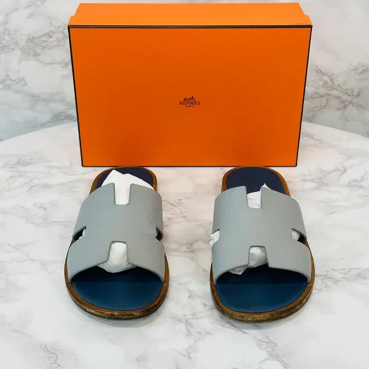 [BUNJANG] Hermès Izmir Blanc de Paris Blue Sandals / (41.5) 에르메스 이즈미르 블랑 드 파리 블루