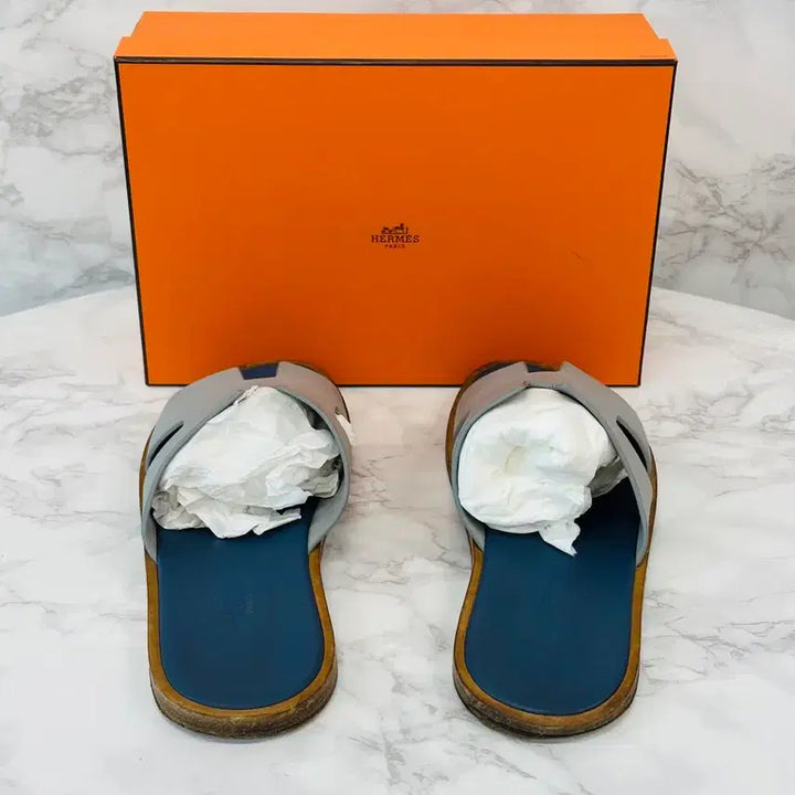 [BUNJANG] Hermès Izmir Blanc de Paris Blue Sandals / (41.5) 에르메스 이즈미르 블랑 드 파리 블루