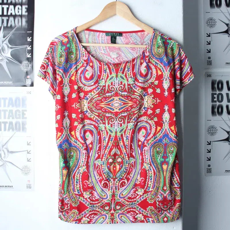 [BUNJANG] Polo Ralph Lauren Paisley Short Sleeve T-Shirt / W(XL-2XL) 폴로 랄프로렌 반팔 티셔츠 반소매 페이즐리-185FE
