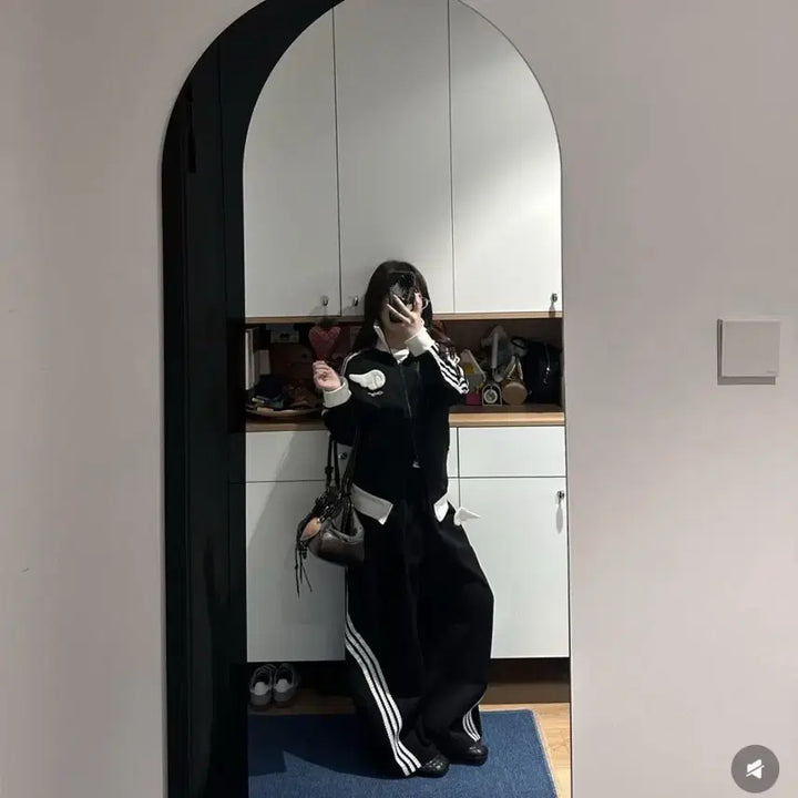 [BUNJANG] Subculture Wing Embroidery Zip-up Jersey / 서브컬처 날개 자수 집업 져지