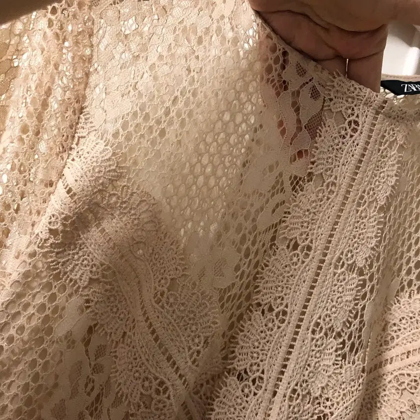 [BUNJANG] Zara Lace See-Through Pleated Long Dress / 새옷) Zara 자라 레이스 시스루 플리츠 롱 원피스 하객룩 결혼식