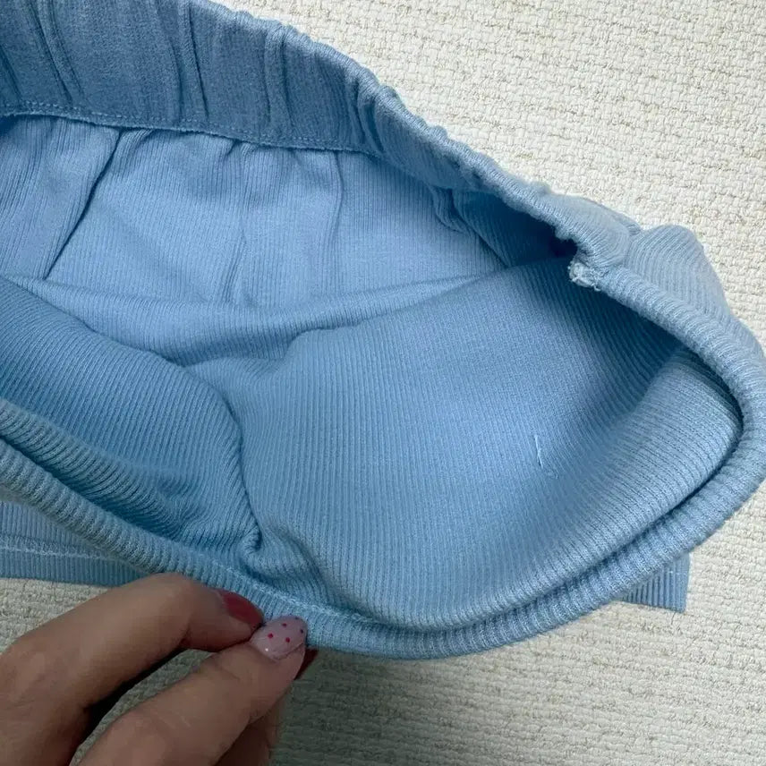 [BUNJANG] Blue Ribbed Tube Top / 블루 골지 튜브탑(패드내장)