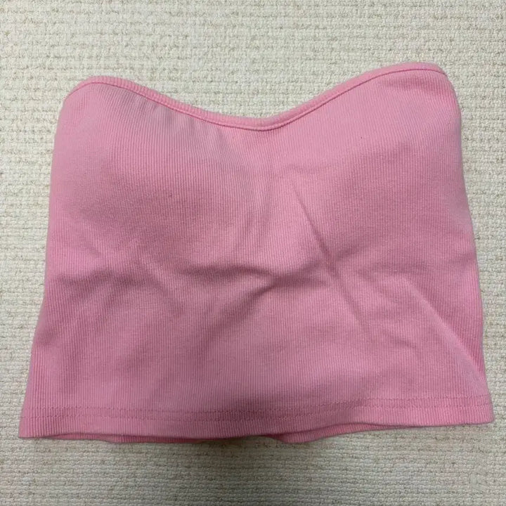 [BUNJANG] Pink Ribbed Tube Top / 골지튜브탑(패드내장)