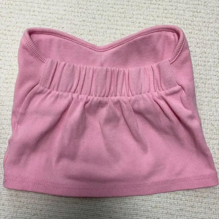 [BUNJANG] Pink Ribbed Tube Top / 골지튜브탑(패드내장)