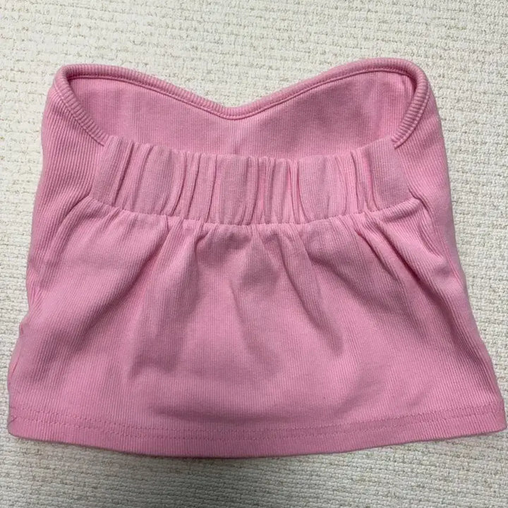 [BUNJANG] Pink Ribbed Tube Top / 골지튜브탑(패드내장)