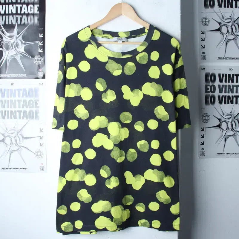 [BUNJANG] Cos Big Size Dot Pattern Short Sleeve T-shirt / W(XL-3XL) 코스 반팔 티셔츠 빅사이즈 도트 블랙 한정판-18609