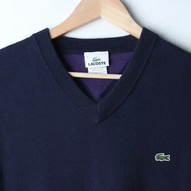 [BUNJANG] Lacoste Knit Vest Navy Layered Edition / (M) 라코스테 니트 조끼 네이비 레이어드 한정판-1860A