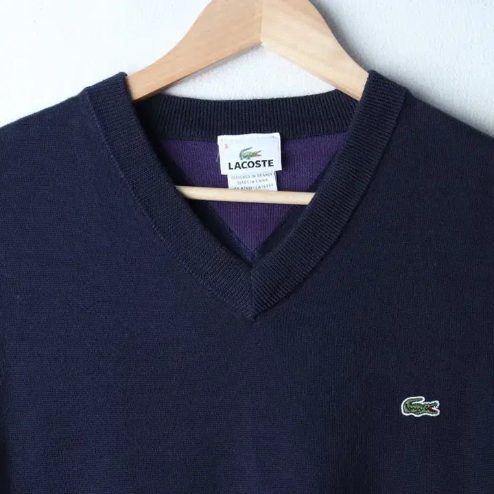 [BUNJANG] Lacoste Knit Vest Navy Layered Edition / (M) 라코스테 니트 조끼 네이비 레이어드 한정판-1860A
