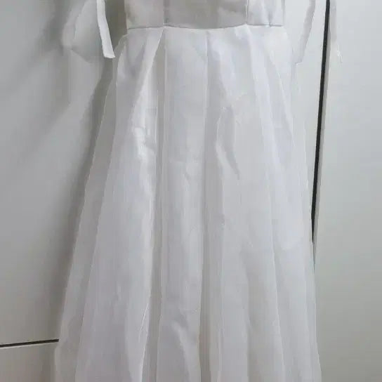 [SOLD OUT] 새상품 스퀘어넥 오간자 셀프웨딩 드레스 브라이덜샤워 졸업사진 55사이즈
