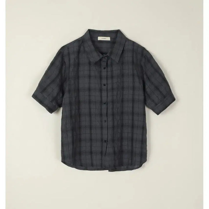 [BUNJANG] Sageement Charcoal Checkered Short Sleeve Shirt / (1회착용) 세이지먼트 반팔 체크 셔츠 - 차콜