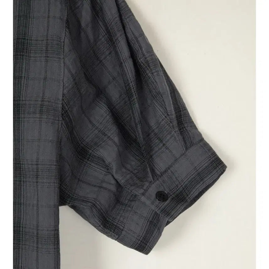 [BUNJANG] Sageement Charcoal Checkered Short Sleeve Shirt / (1회착용) 세이지먼트 반팔 체크 셔츠 - 차콜