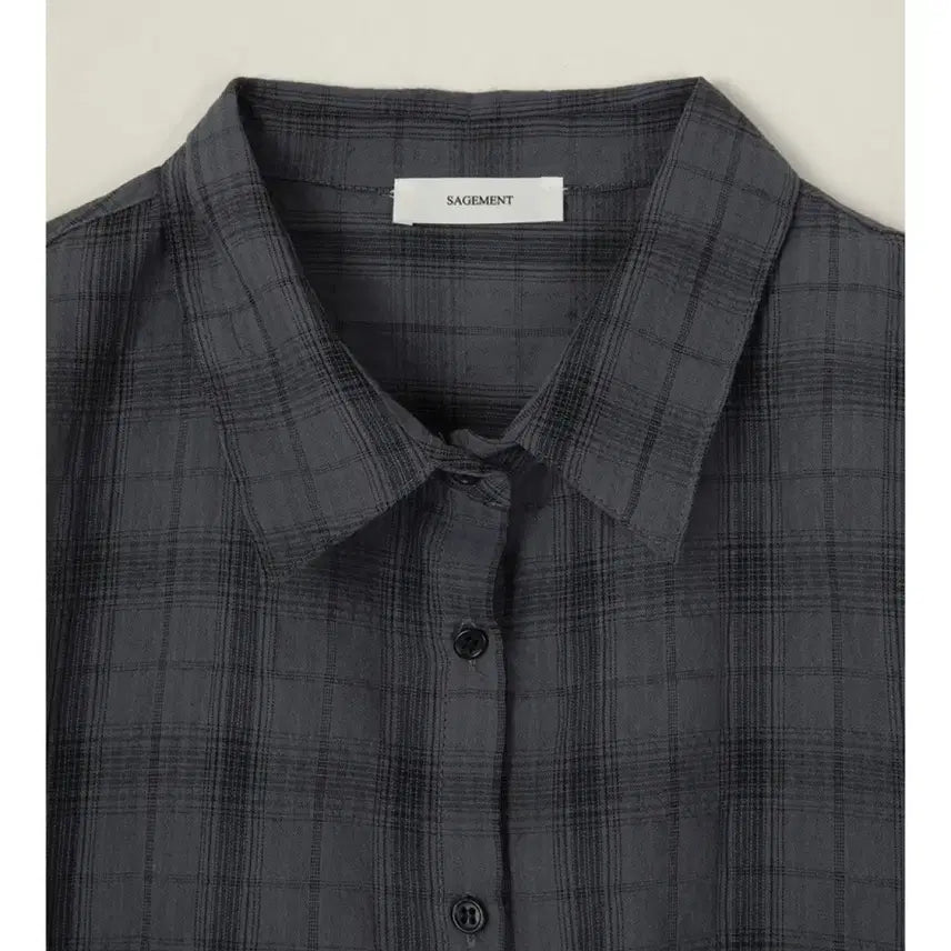 [BUNJANG] Sageement Charcoal Checkered Short Sleeve Shirt / (1회착용) 세이지먼트 반팔 체크 셔츠 - 차콜