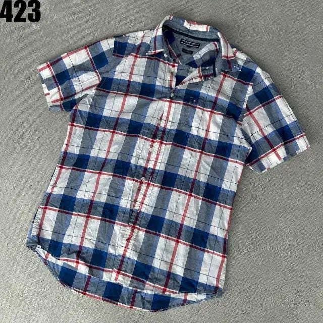 [BUNJANG] Tommy Hilfiger Checkered Short Sleeve Shirt (Size 100) / 타미힐피거 체크 반팔 셔츠 100