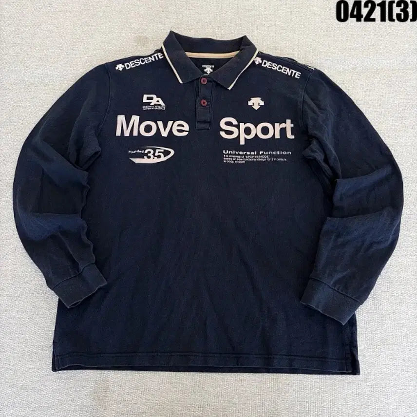 [BUNJANG] Descente Move Sport Long Sleeve Polo Shirt / L 데상트 Move Sport 긴팔 카라티 0421(3)
