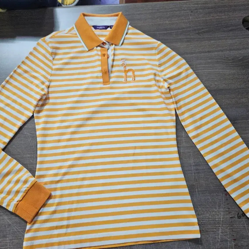 [BUNJANG] HAZZYS Striped Long Sleeve Polo Shirt / HAZZYS 스트라이프 긴팔 카라 티셔츠  85