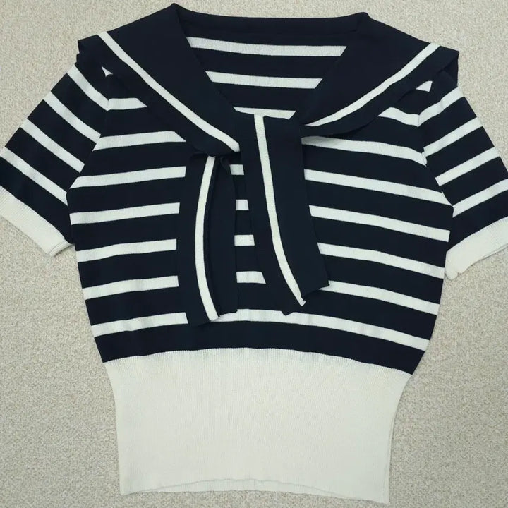 [BUNJANG] Sailor Collar Knit Top / (F)여성 세일러카라 반팔 니트 리본