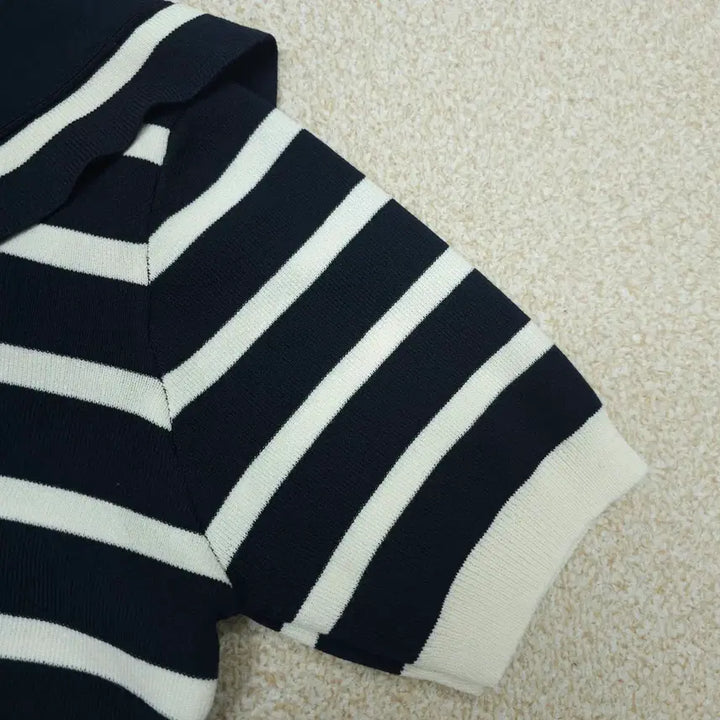 [BUNJANG] Sailor Collar Knit Top / (F)여성 세일러카라 반팔 니트 리본