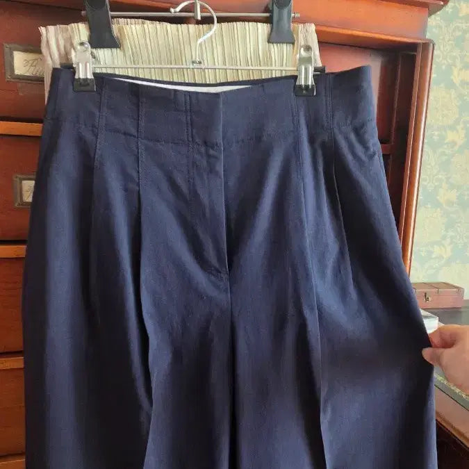 [BUNJANG] Time Navy Wide Pleated Slacks / 타임  네이비 와이드 핀텍 슬랙스