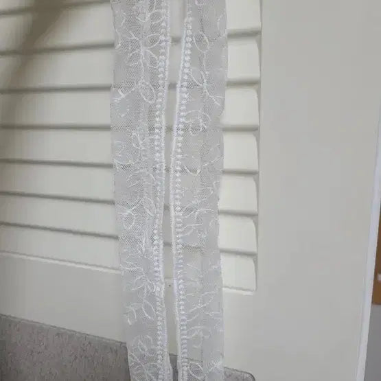 [BUNJANG] White Floral Lace Chiffon Midi Dress / 여성 화이트 플라워 장식 쉬폰 원피스