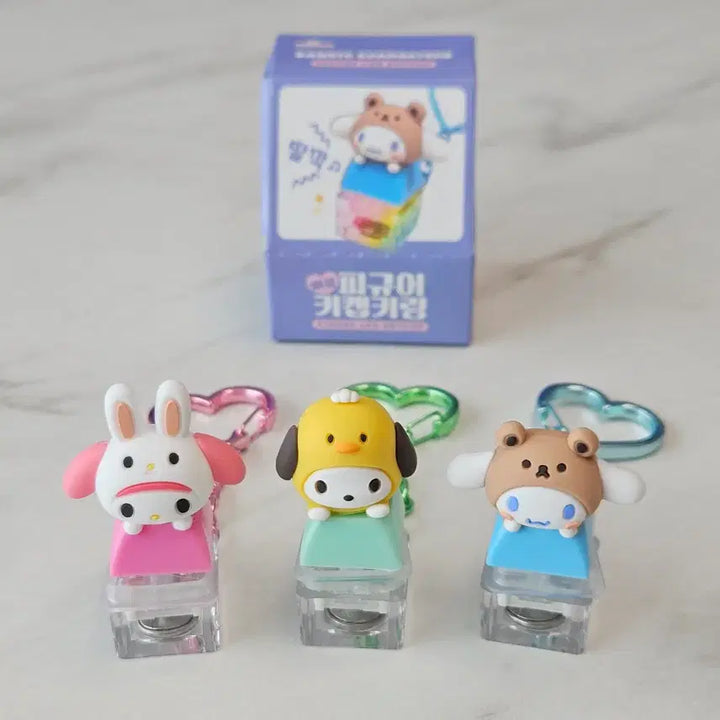 [BUNJANG] Sanrio Peek-a-boo Figure Keycap Keyring / 산리오 신상 빼꼼 피규어 1구 마멜 마이멜로디 포차코 시나모롤 키캡 키링